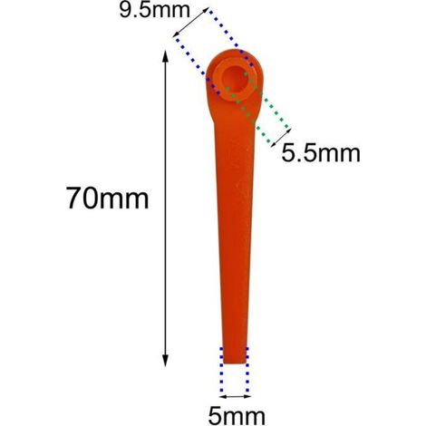 Packung mit 100 70-mm-Freischneiderklingen für Gardena 9823, 9825, 9820, 9821 Kantenschneider. (1/4)