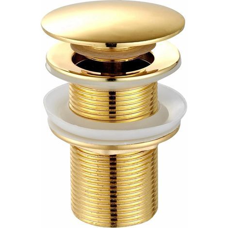 Bonde évier pop-up moderne Click Clack – Laiton massif avec trop-plein – Installation rapide sans outils – Raccord standard 1' (1/4)