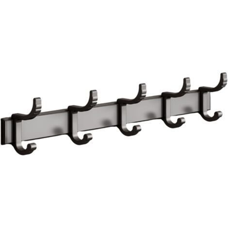 Aluminum Alloy Wall Mounted Coat Rack - 5 Stainless Steel Hooks for Hanging Clothes, Hallway, Bathroom Entryway (1/4)