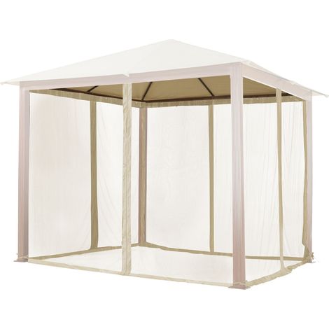 Moustiquaires (4 toiles) pour tonnelle de jardin TOOLPORT Forest Premium 3x3 m, couleur champagne (1/5)