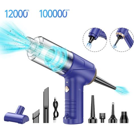 4 in 1 Handheld Cordless Car Vacuum Cleaner, Portable Vacuum Cleaner and Multi-Nozzle Air Duster for Pet Hair, Home, Office, Car - Rechargeable & Dual Filter (1/4)