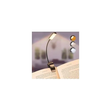 Liseuse clip LED rechargeable – 3 modes, dimmable, protection des yeux, cou flexible 360° (1/5)