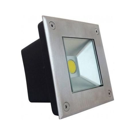 Spot LED Encastre Sol Carré Finition Inox 3W Terrasse Piscine