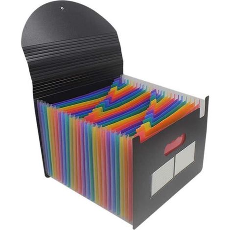 Trieur Document A4 - Classeur Accordéon - 24 Compartiments - Couvercle Extensible - Onglets de Couleur (1/4)