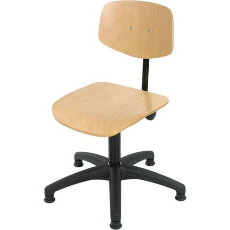 Chaise de travail à patins STIER, hauteur d'assise 420-610 mm, hêtre naturel