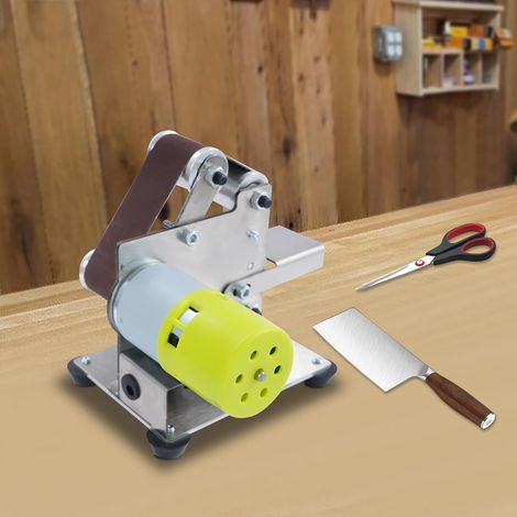 7 Gänge Schleifmaschine Mini Bandschleifer 45° Einstellbare Arbeitsbank Elektrische Schleifer 4500-8000RPM Tischschleifer 96 W reine Kupfer-Gleichstrommotor Einstellbares Winkel zu Werkbank (1/5)