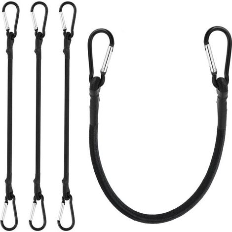 Cuerda elástica con ganchos de mosquetón para camping, equipaje y actividades al aire libre - Tensor y expansor de goma para un transporte seguro (1/5)