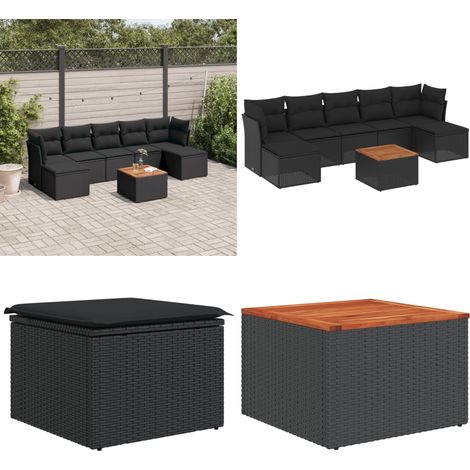8-tlg. Garten-Sofagarnitur mit Kissen Schwarz Poly Rattan - Gartenmöbel Set - Esszimmergarnitur Outdoor - Lounge Möbel - Rattan Gartenset - Balkonmöbel - Home & Living (1/5)
