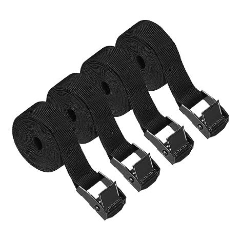 Sangles d'Arrimage Noires, 4 Pcs 2,5 m Sangle a Cliquet, Sangles à Ccliquer, Sangle arrimage pour Porte Velo Voiture, coffres de Toit, Camping, capacité de Charge 250 kg (1/5)