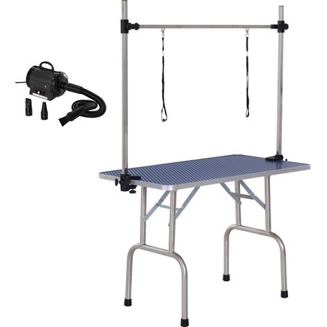 PawHut conjunto para mascotas juego de secador de pelo para perros 2800W y mesa de peluquería para mascotas plegable 40x16x20 cm 107x60x170 cm (1/5)