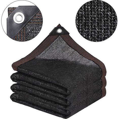 Voile d'ombrage noir anti-UV maille 90% protection solaire filet pour jardin terrasse avec œillets en aluminium faciles à suspendre, tissu résistant aux UV pour serre fleurs plantes patio (6,5x10ft) (1/5)