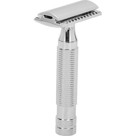 Tondeuse à barbe manuelle homme, manche double lame acier, coupe-barbe de sécurité, rasoir à moustache et barbe, outil de soin visage, 2 pièces. (1/5)