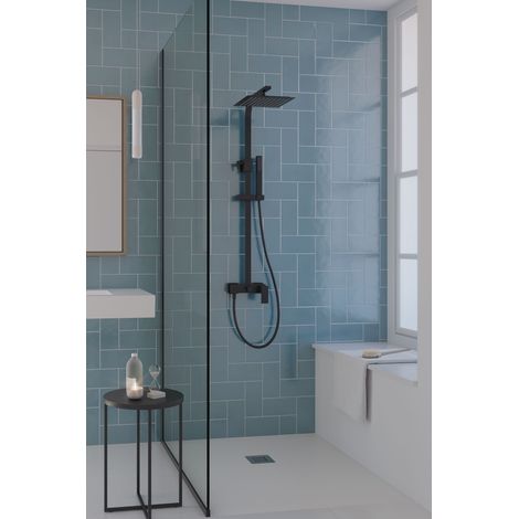 Columna de Ducha Qus con monomando, Rociador acero inoxidable AISI304 de 25x25 cm. (1/3)