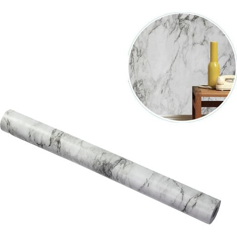 Papier peint adhésif imperméable effet marbre blanc pour paysage (1/5)