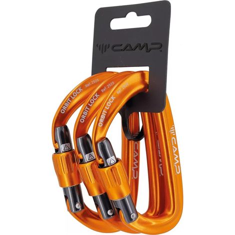 Juego de 3 mosquetones Camp Orbit Lock - Naranja