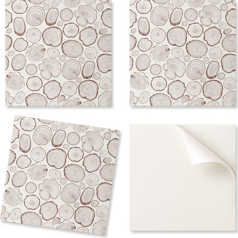 Azulejos de vinilo est茅ticos para pared con estampado de troncos de 谩rboles en el fondo, 20x20x20 cm.