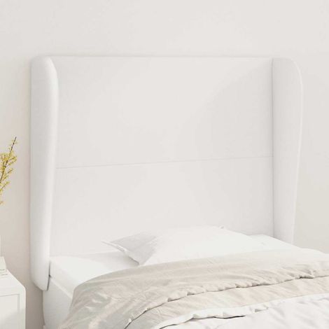 vidaXL Cabecero con orejas de cuero sintético blanco 103x23x118/128 cm (1/5)
