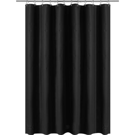 Doublure de Rideau de Douche Noire en Plastique PEVA pour Salle de Bain, Rideau de Bain léger de Taille Standard avec 3 aimants, œillets métalliques, Noir (1/5)