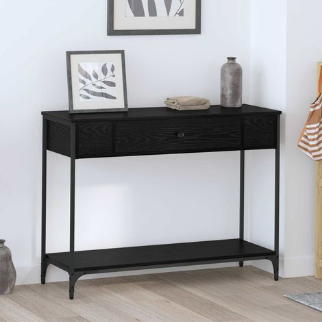Table console avec rangement, bois d’ingénierie, chêne noir, 100 x 34,5 x 75 cm - PANGIVO (1/5)
