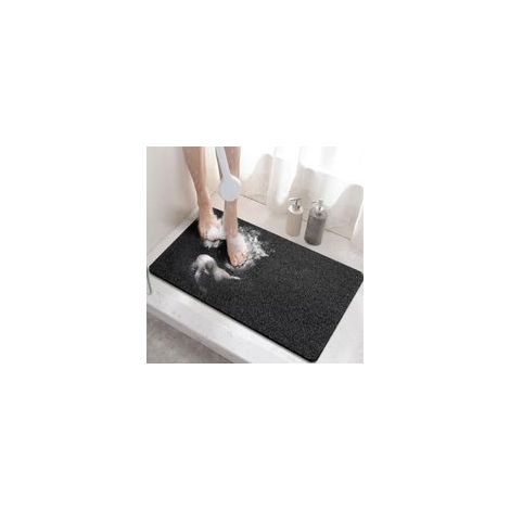 Tappetino antiscivolo per doccia, 60x40 cm, tappetino da bagno antiscivolo con foro di drenaggio, morbido tappetino da bagno in luffa PVC per il bagno, ad asciugatura rapida, nero (1/4)