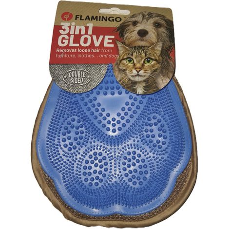 Gant brosse et enlève poils ANNABELLE 2 en 1 pour chiens et chats - Flamingo