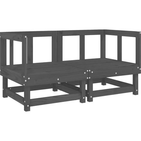 Maison Exclusive - Garten-Ecksofas 2 Stk. Grau Massivholz Kiefer