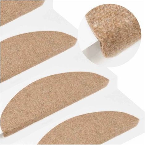 Tapis Marche Escalier Auto-Adhésif - 56 x 17 x 3 cm - Beige - Lot de 15 (1/2)