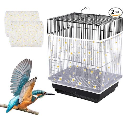Filet Cage Oiseaux, Couverture de Cage à Oiseaux 2 Pièces, Ventilé et Antipoussière, Cage Universelle Ronde et Carrée, Extensible Couverture Cages à Oiseaux (Circonférence 150cm à 220cm) (1/5)