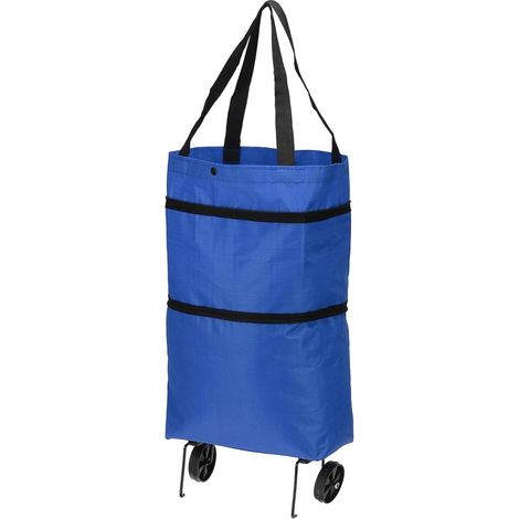 Sac de courses - Sac de courses pliable avec roulettes - Sac à roulettes pliable avec roulettes - Chariot de courses - Sac de voyage multifonctionnel réutilisable - Blauw - Tissu Oxford 600D - 4540 cm (1/4)
