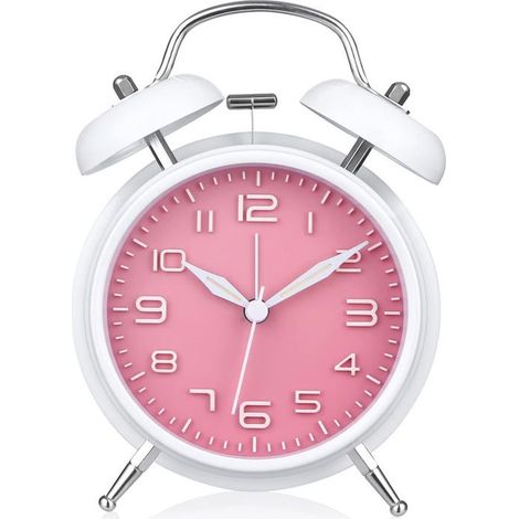 TuseRxln Doppelklingel-Wecker mit Nachtlicht, Retro-Stil, leistungsstarker Wecker mit großem 10-cm-Zifferblatt, geräuschlos.