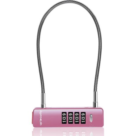 4-stelliges Zahlenschloss Kabelschloss 30cm Pink für Außenbereich, Roller, Spind