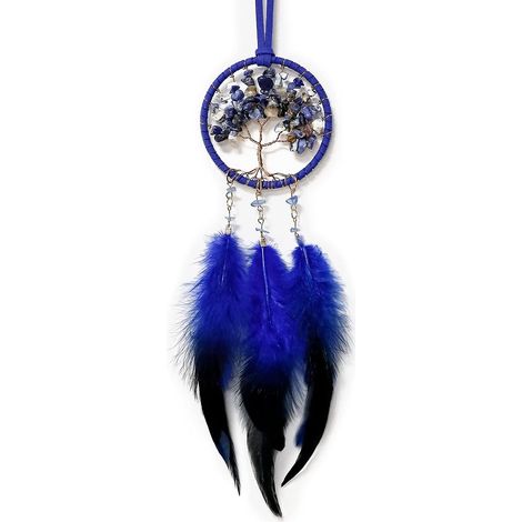Dreamcatcher - Arbre De Vie - 12 cm - Décoration Intérieure Voiture Maison - Bleu - 1 Pièce (1/5)