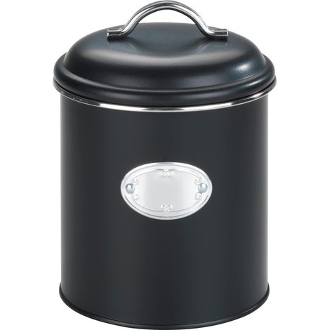 Boîte de Rangement Nero, 1,6 litres, boîte fraîcheur, étanche à l'air, étanche à l'eau, en métal Verni, Ø 13 x 18 cm, Noire (1/5)