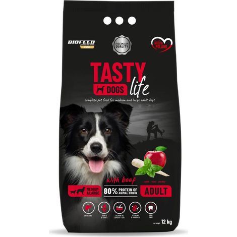 BIOFEED TASTY DOGS LIFE ADULTO M&L CON CARNE DE RES 12KG
