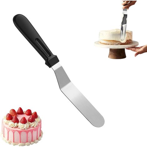 Spatules de Cuisine, Spatule Coudee Inox, Spatule Pâtisserie Ustensile, Spatules à Glacer pour Glaçage et Lissage de Pâte à Sucre, Crêpes et Gâteaux, pour la Maison, Boulangerie, Cuisine (1/5)