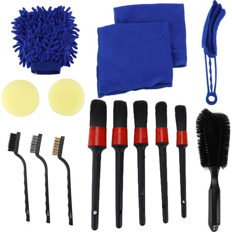 Ce kit de nettoyage intérieur de voiture composé de 15 brosses convient au nettoyage de l'intérieur, de l'extérieur, des roues, du tableau de bord, des bouches d'aération et autres zones de la voiture (1/5)
