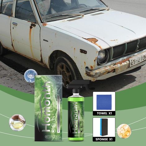 Auto-Rostentferner, Autoreiniger, Lackschutzmittel und Glanzversiegelung – 237 ml × 1 + 1 blauer quadratischer Schwamm, 1 blaues quadratisches Handtuch -- DTEKGAZ (1/5)