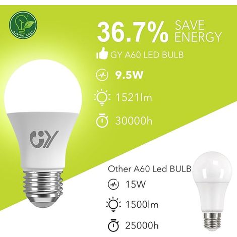 Ampoule LED E27 9.5W 4000K Blanc Neutre 1521 lumens A60 Ampoules E27 LED Dépolie (1/4)