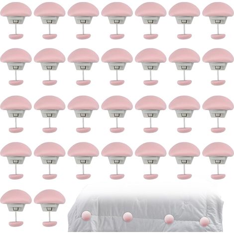Attache Couette, 30 Pièces Champignon Clip Couette, Longueur Broche 30 mm Pince Couette, Plastique Rose, pour Plupart Épaisseurs Courtepointe (1/4)