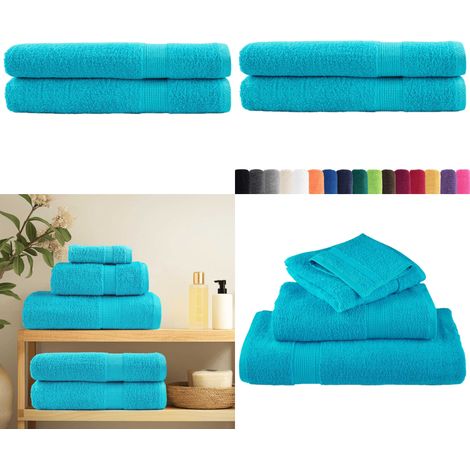 Premium-Handtücher SOLUND 2 Stk. Türkis 100x200 cm 600 g/m² - Baumwolle - Handtücher - Badezimmertextilien - Türkistöne - Waschechte Farben - Home & Living (1/5)