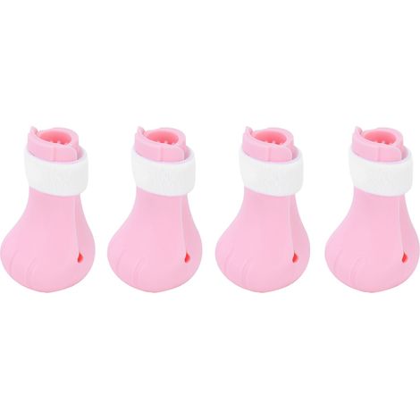 Lot de 4 protège-pattes silicone anti-griffures pour bain de chat, rose, accessoires de toilette pour animaux.