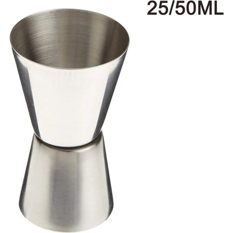 Verre doseur double en acier inoxydable pour cocktails de bar, shaker 25/50 ml
