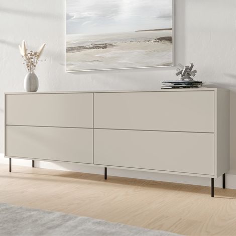 Cataldo Kommode, Anrichte 2 Regale, Klappöffnung, 4 Türen, 200x39x75h cm Beige (1/4)