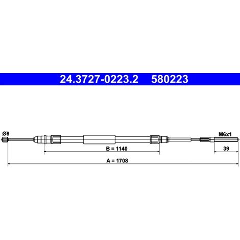 Tirette à câble, frein de stationnement ATE 24.3727-0223.2 BMW 34 41 1 165 020