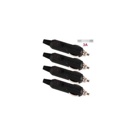 4 Stück 12V/24V Zigarettenanzünderstecker, Kfz-Zigarettenanzünderbuchse (männlich), Autostecker mit LED-Anzeige zum Selbstbauen - Crezuo