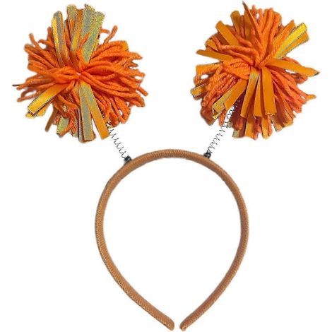Bandeau décoratif à pompon en fourrure pour fille, bandeau amusant, serre-tête à pompon duveteux pour Halloween, Noël, anniversaire-Orange