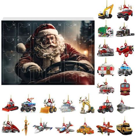Calendrier de l'Avent pour enfants avec 24 voitures, trains, avions, etc. Calendrier de l'Avent 2024 (1/4)
