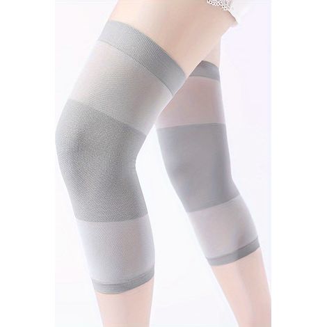 Genouillères de compression respirantes unisexes – Design avec bandes élastiques légères, pour toutes les saisons, sport et usage quotidien, gris, lot de 2 (1/4)