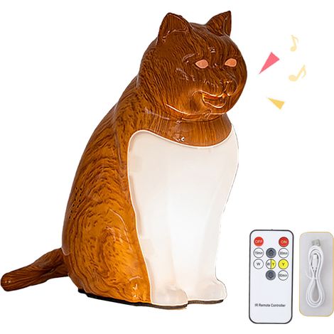[Lampada da notte] + [Statuetta di gatto] + [USB con telecomando] + [Decorazione per la camera da letto]