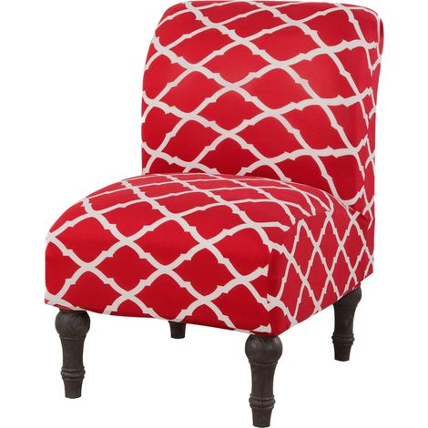 Stretchable and removable armless chair covers, washable stretch furniture covers for home or hotel use (red BTC, polyester) (1/5)
